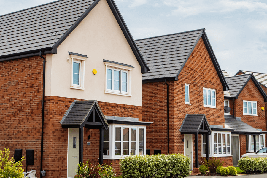 White casement windows on a new build house